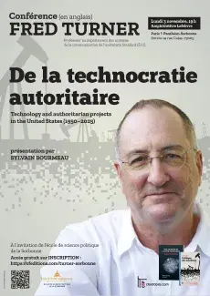image-affiche pour présenter la conférence de Fred Turner: De la technologie autoritaire